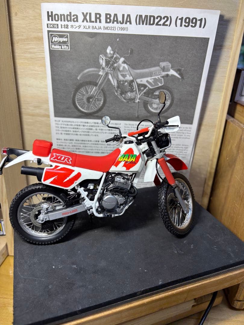 【完成品】ハセガワ1/12ホンダXLR BAJAスポーク張替え済(ステンレス)