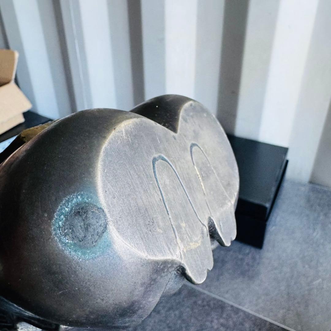 美品！扇の像 骨董品 置物 アンティーク 銅 扇 翁 銅物