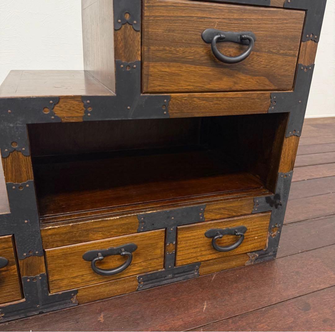 H19K25b アンティーク調 階段箪笥 4段