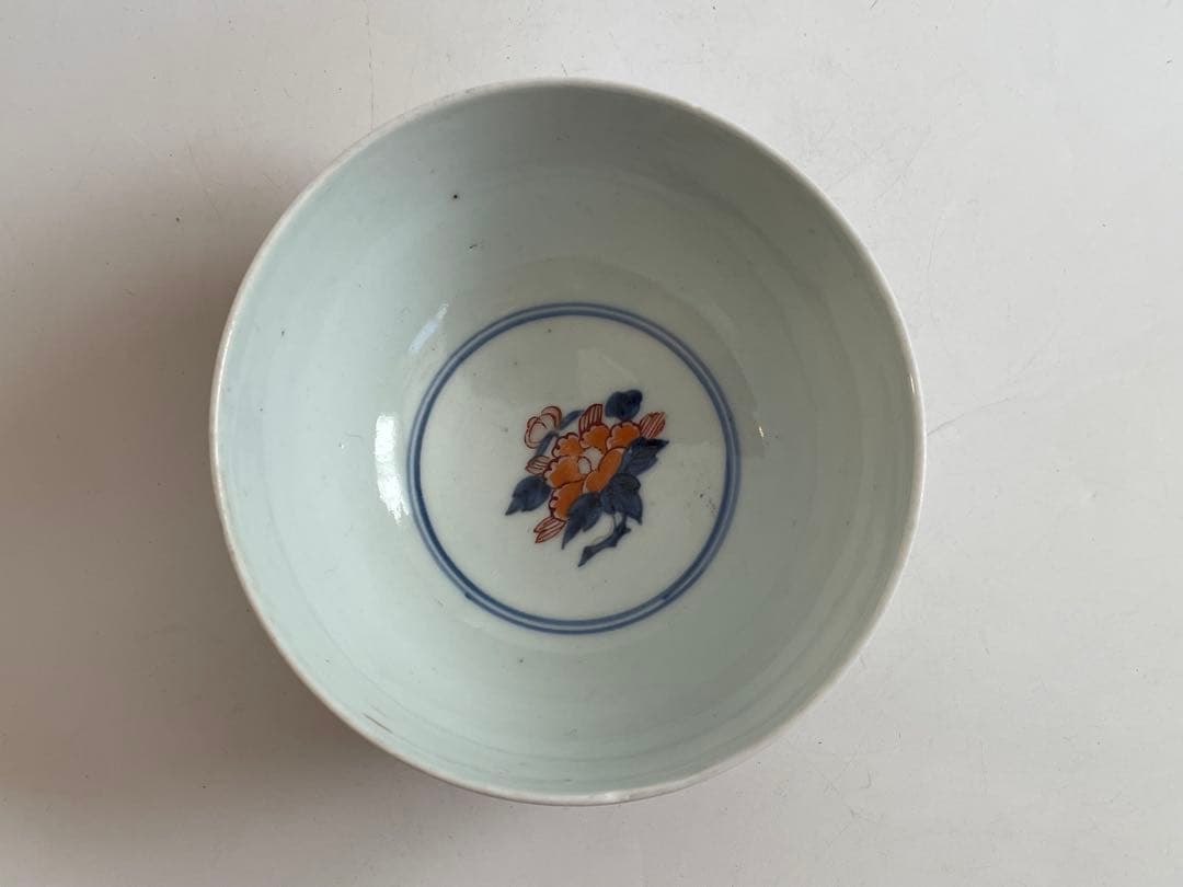 骨董　アンティーク　古伊万里　色絵　窓絵　小鳥文様　丼　鉢　深皿