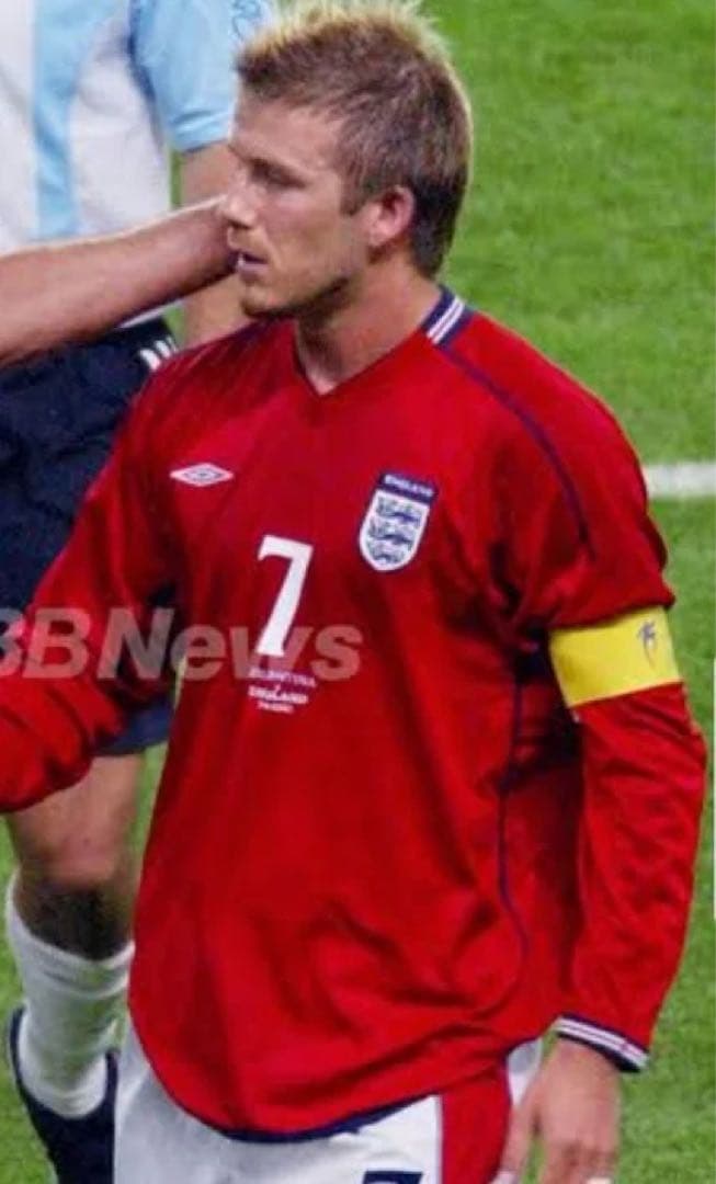 イングランド(A)2002 W杯 長袖 ベッカム＃7アルゼンチン戦マッチデイ入り