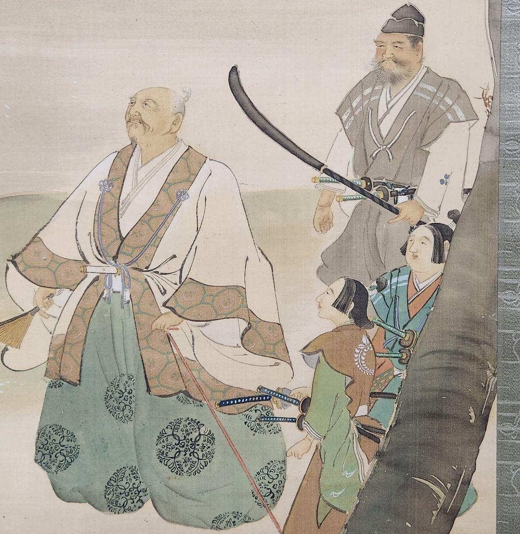 【豊臣秀吉図/豊公】伴一邦 717 公観桜 花見　掛け軸　肉筆