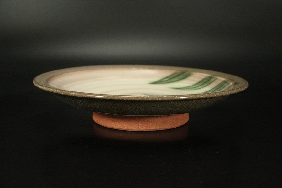 伸葉文 皿 五客 新開寛山造 木箱付(メ1266)