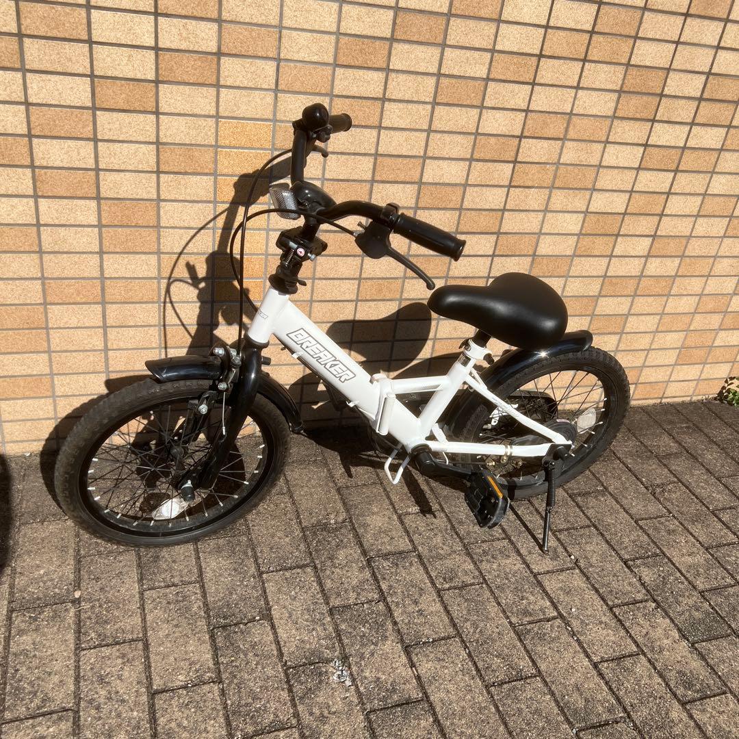 横浜市近辺お手渡し美品 折りたたみキッズ幼児自転車16インチ美品ヘルメット付き