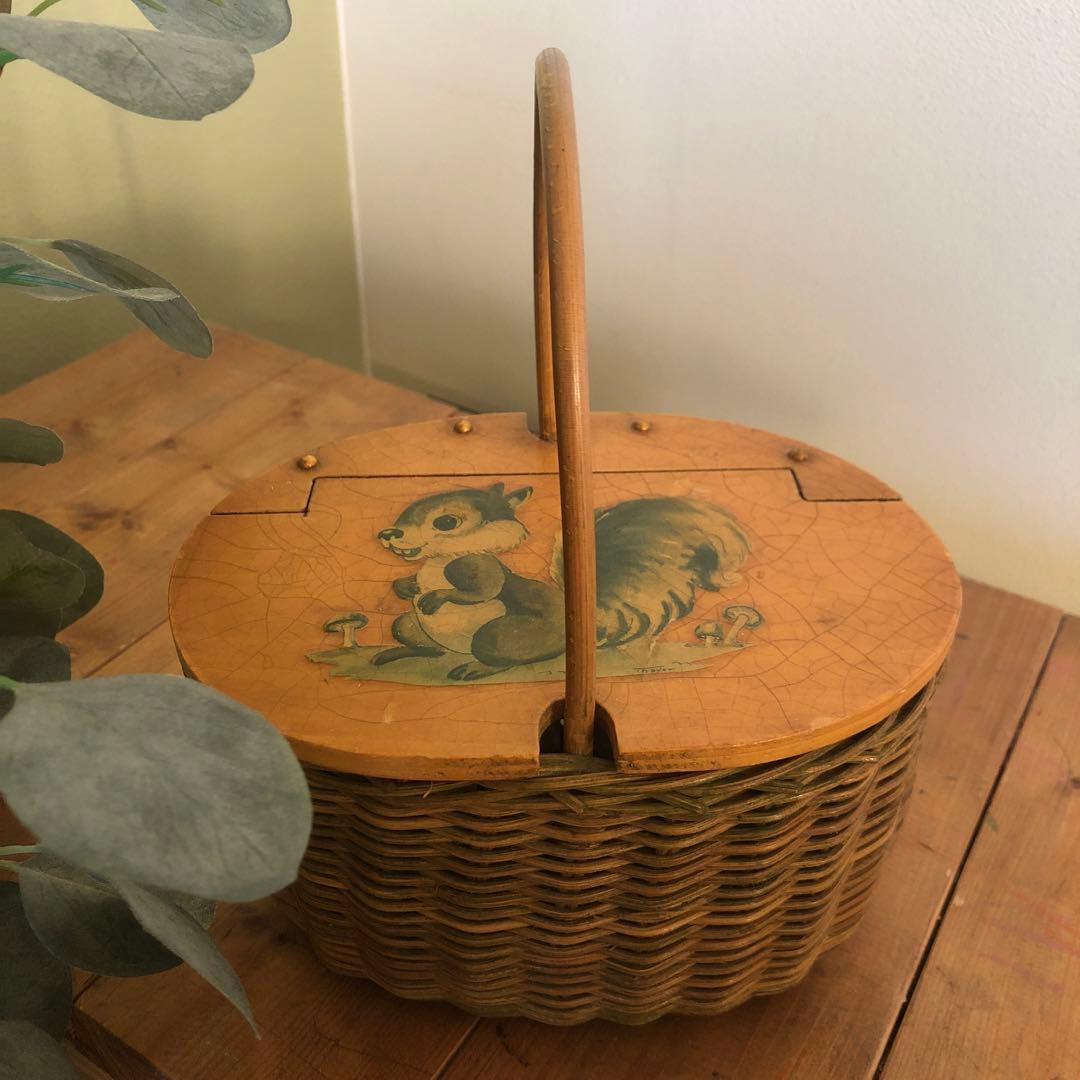 アンティーク　籠　カゴ　籐