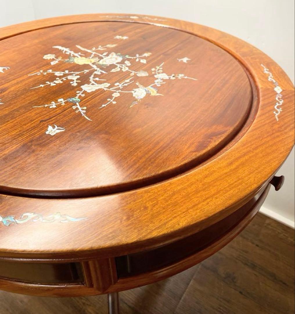 【まぁさん専用】螺鈿細工 アンティーク 中国家具 丸テーブル