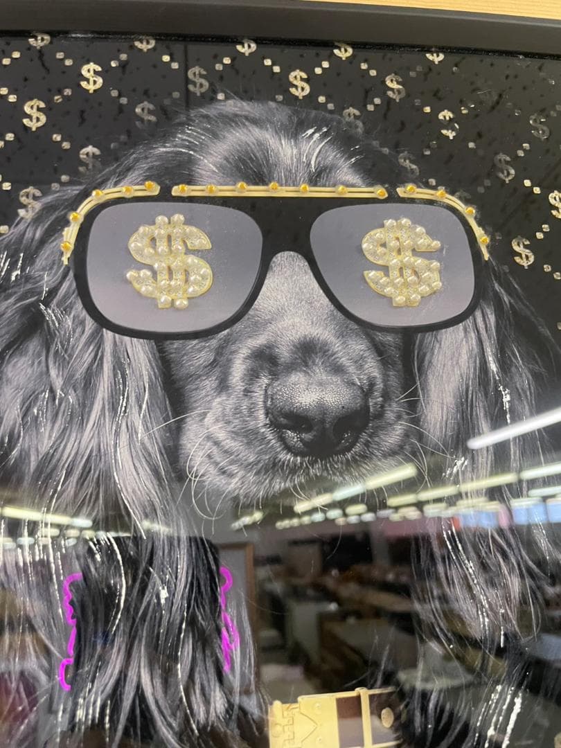 パネルアート　アート　絵画　絵　ポスター　壁掛け　額縁　ギャング　スパニエル　犬