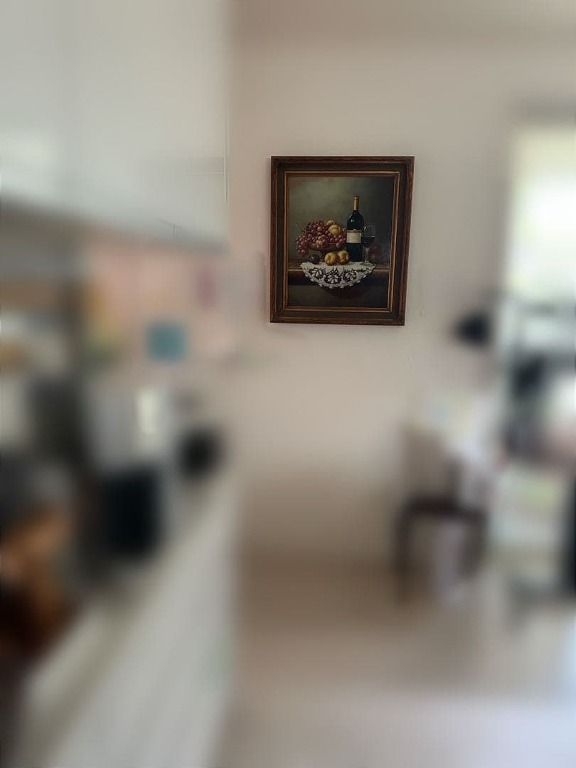 パリ画廊購入 大型油彩画 サイン入 額縁付 高級インテリア絵画