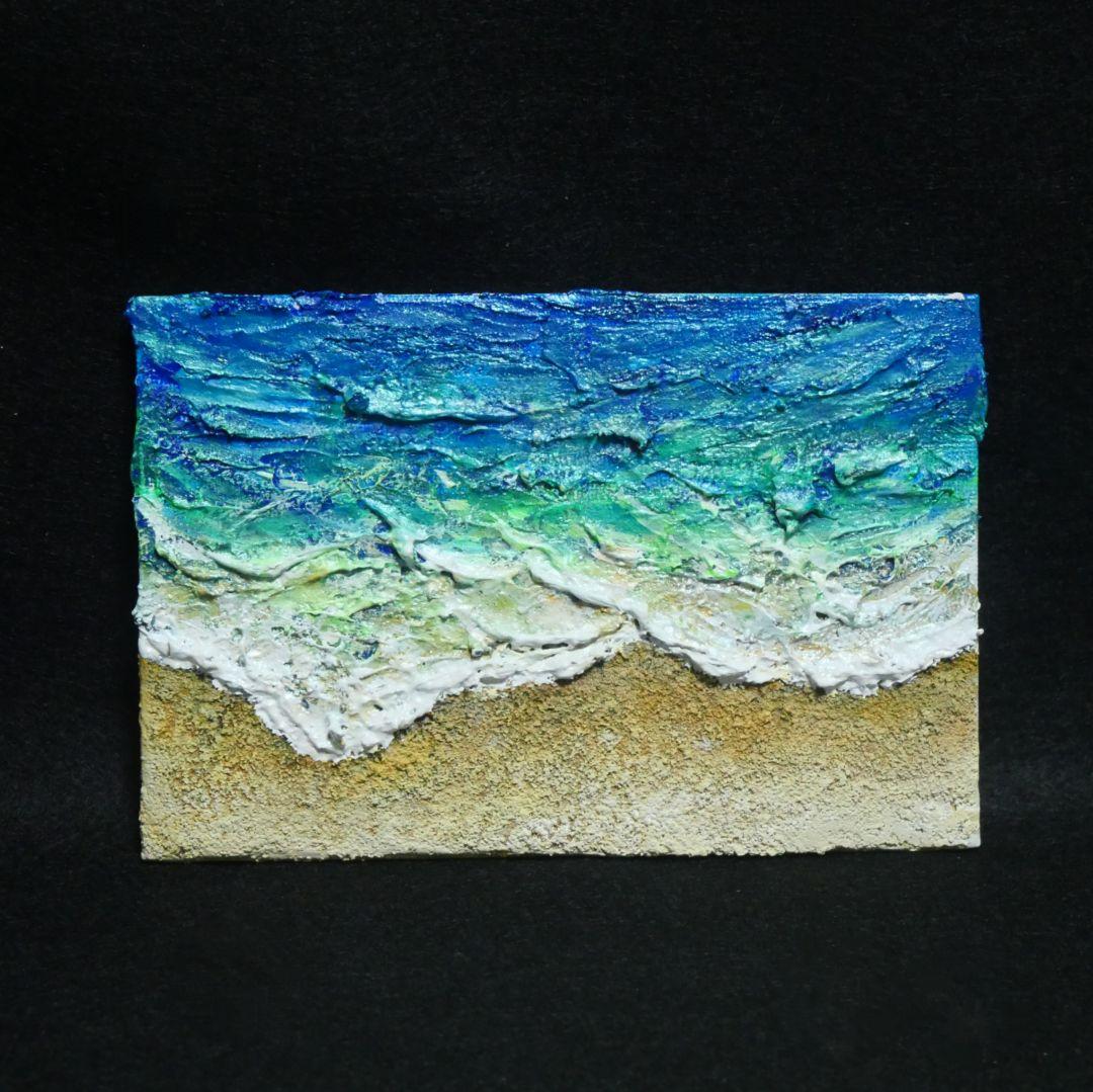 油絵 油彩 油彩画 絵 絵画 キャンバスパネル ミニ絵画【砂浜の海】