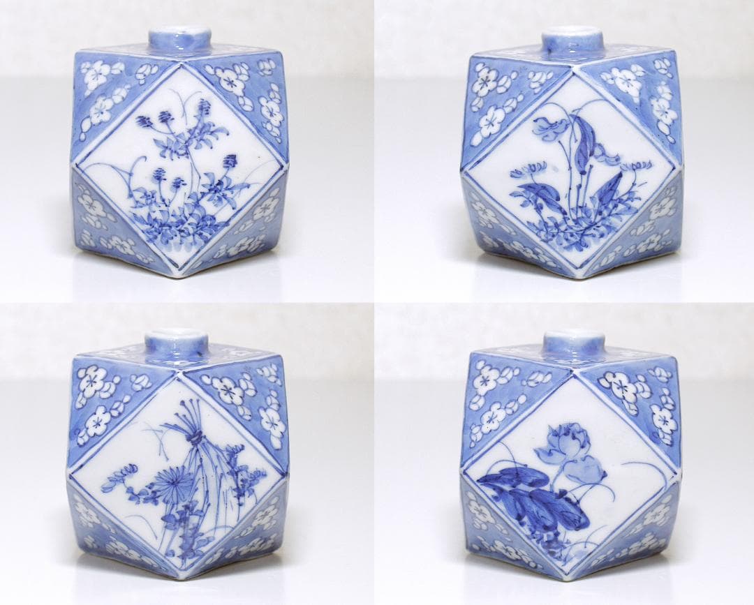 幕末-明治期 瀬戸焼 染付 面取壺