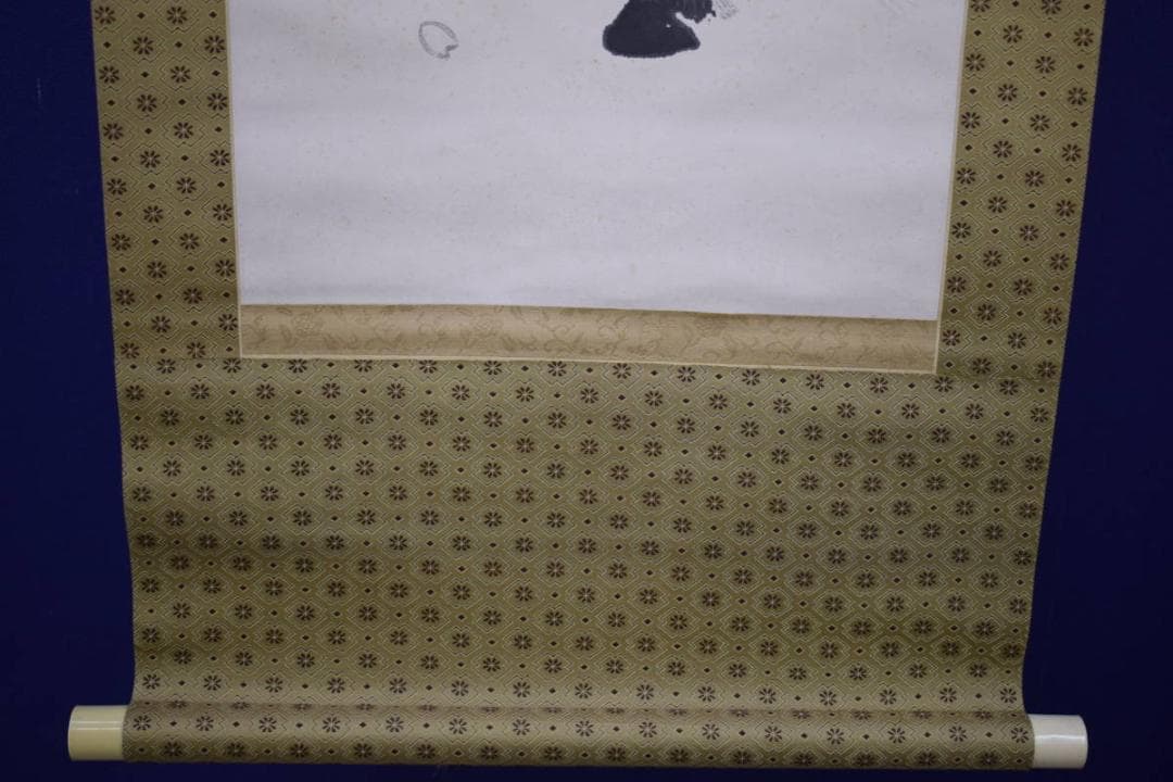 真作/鹿子木孟郎/春馬図/春駒/桜/布袋屋掛軸HI-579