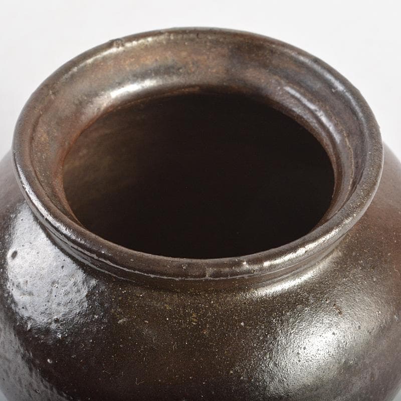 中国　黒釉　小壷　時代箱付　V　R7003