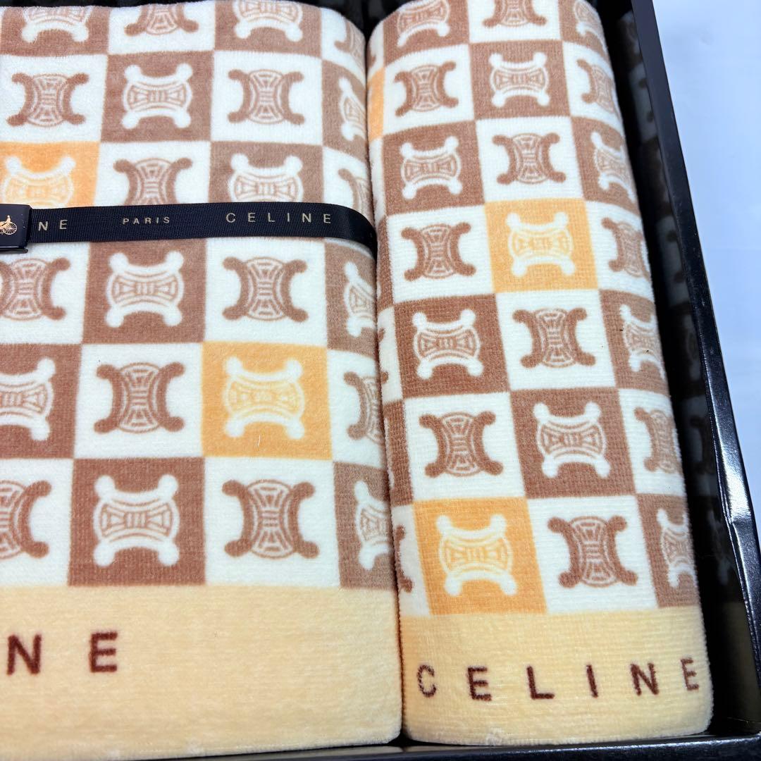 CELINE セリーヌ バスタオル フェイスタオル マカダム　トリオンフ総柄