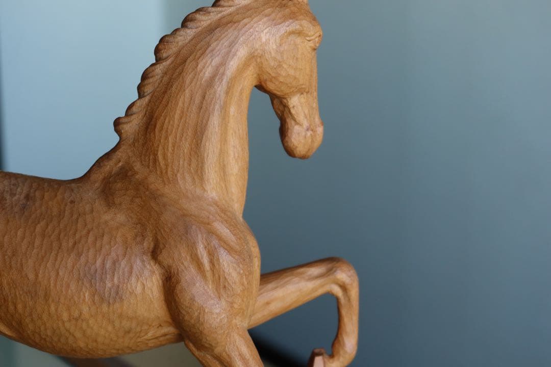 加藤景雲　木彫刻　【馬】　真作