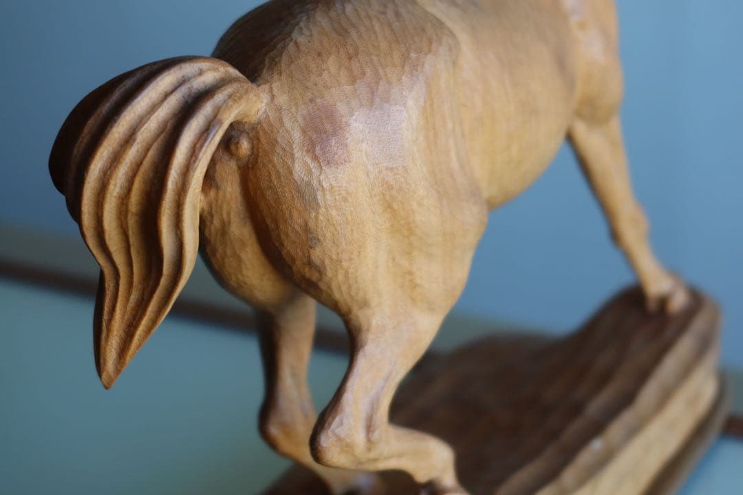 加藤景雲　木彫刻　【馬】　真作