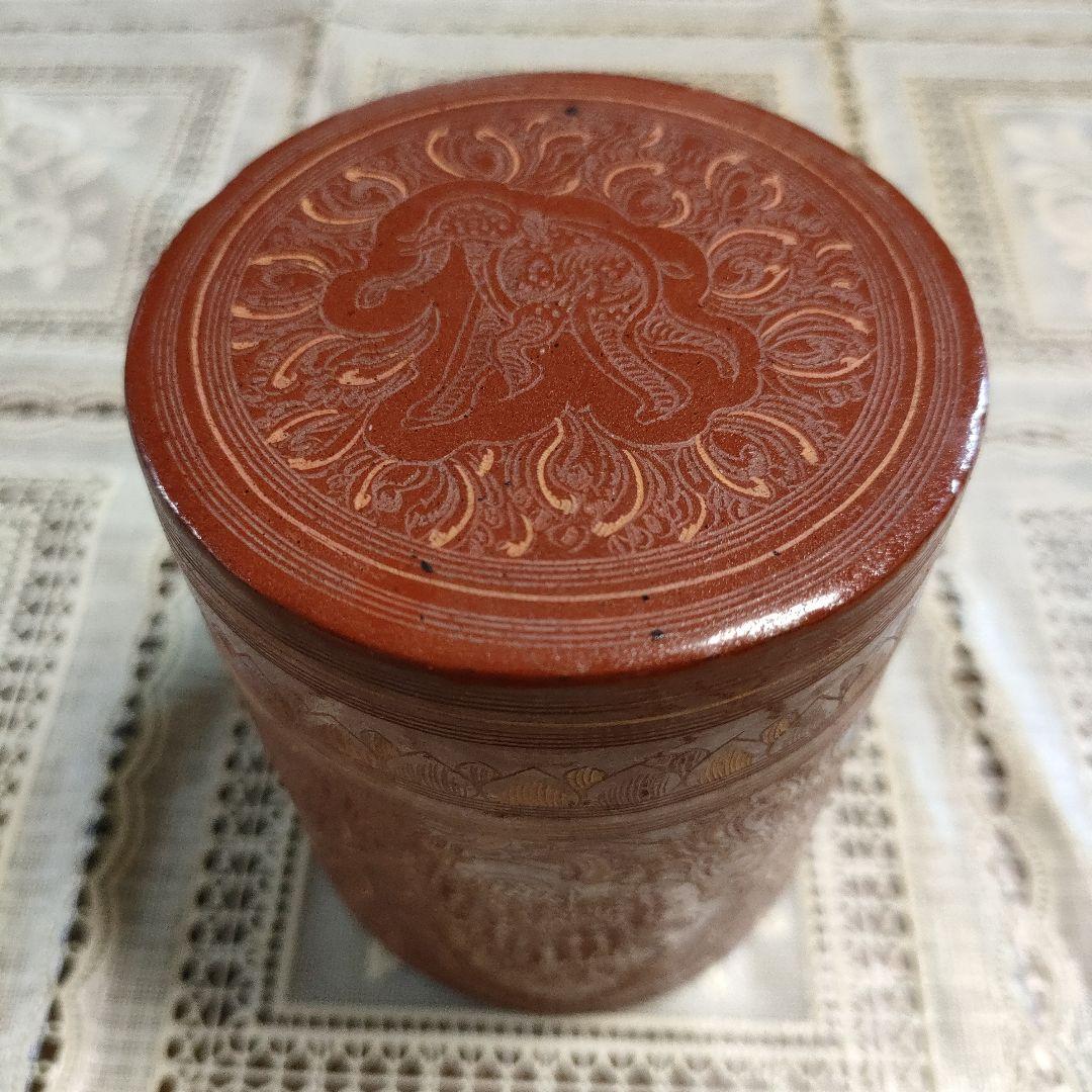 茶道具　朱漆　蒟醤（キンマ）　ミャンマー漆器　ビルマ　籃胎漆器　香合　棗