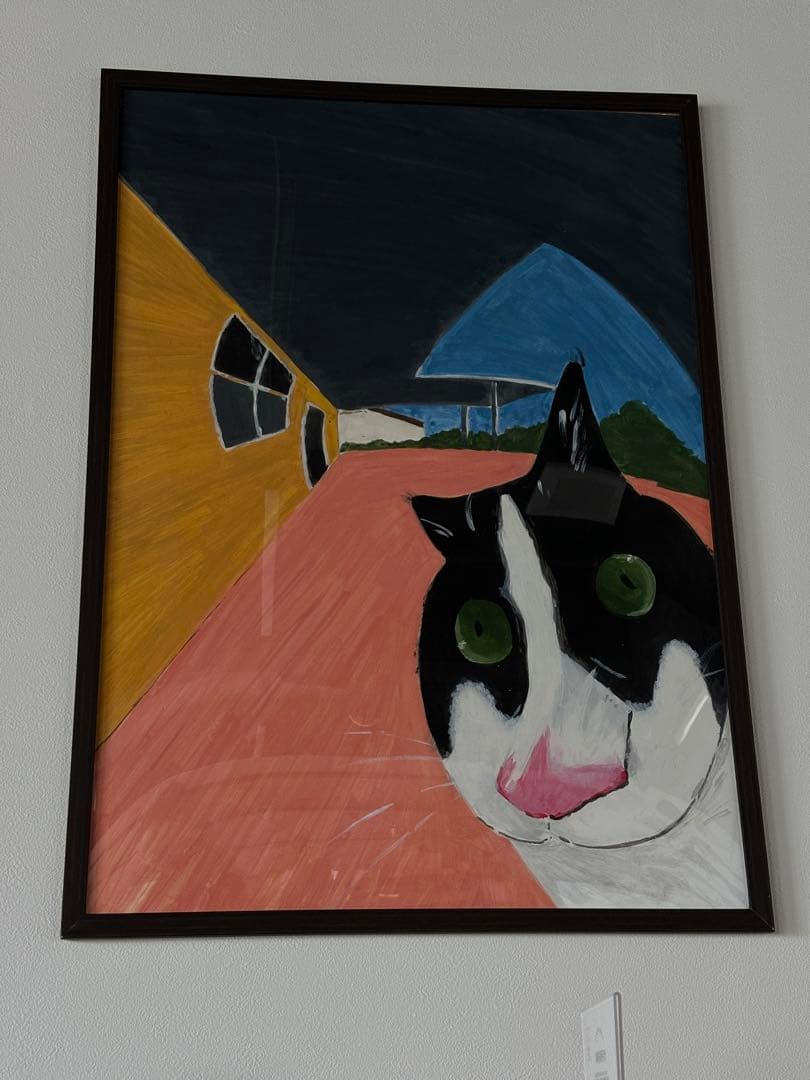 オブジェ アート 芸術 美術 壁掛け 手描き 原画 1点もの 大型 ねこ