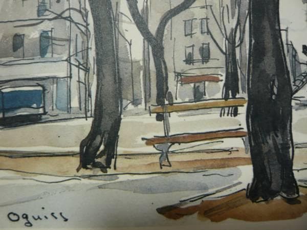 荻須高徳・OGISS　パリの小広場　画集より　状態良好　新品額付