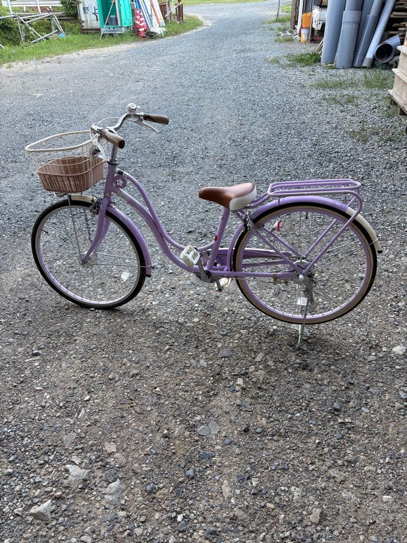 紫色 子供用自転車 バスケット付き