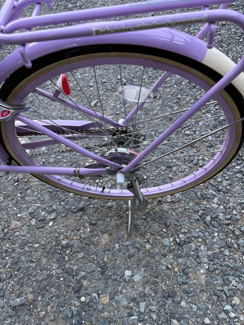 紫色 子供用自転車 バスケット付き