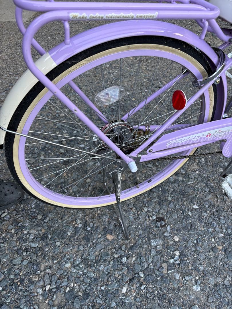 紫色 子供用自転車 バスケット付き