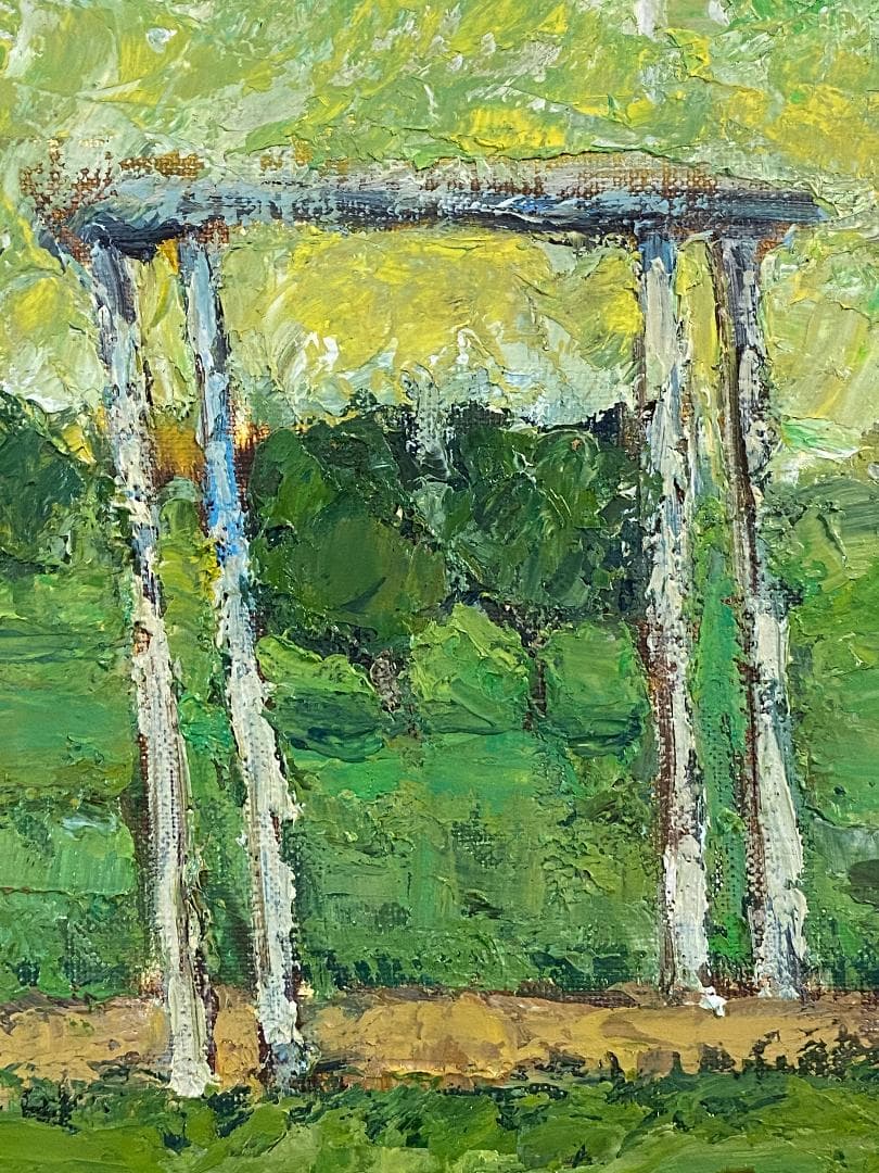 「真作」高橋里謡子「モロッコの草原にて」風景画　油彩画　額装　サイン有り　F8号