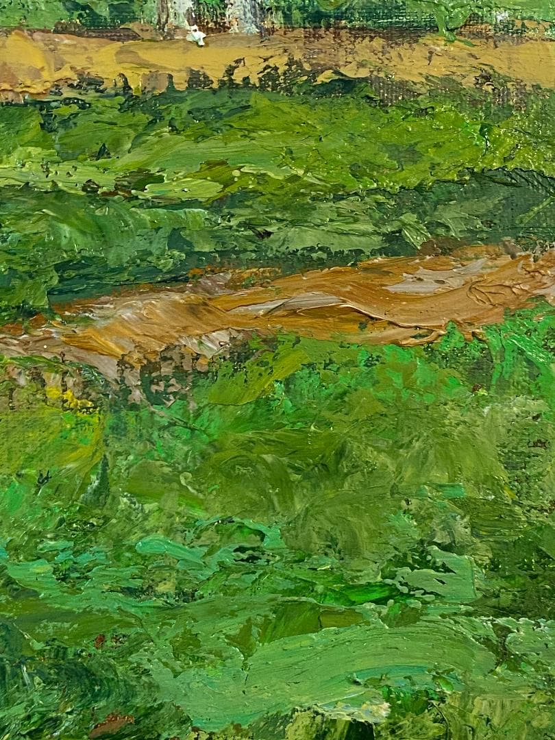 「真作」高橋里謡子「モロッコの草原にて」風景画　油彩画　額装　サイン有り　F8号