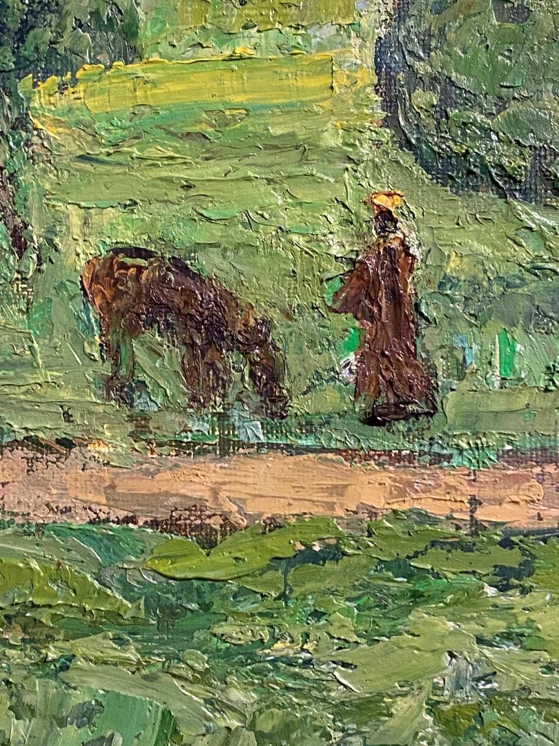 「真作」高橋里謡子「モロッコの草原にて」風景画　油彩画　額装　サイン有り　F8号