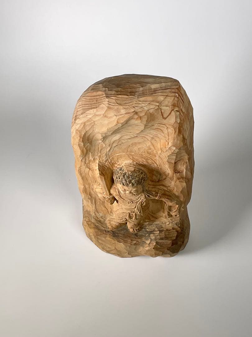 牧田善晴　木彫　不動明王　高さ約22cm