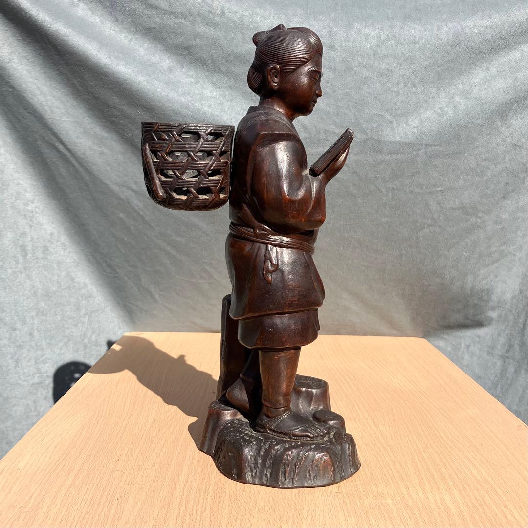 備前焼 二宮金次郎像 置物 高さ33cm