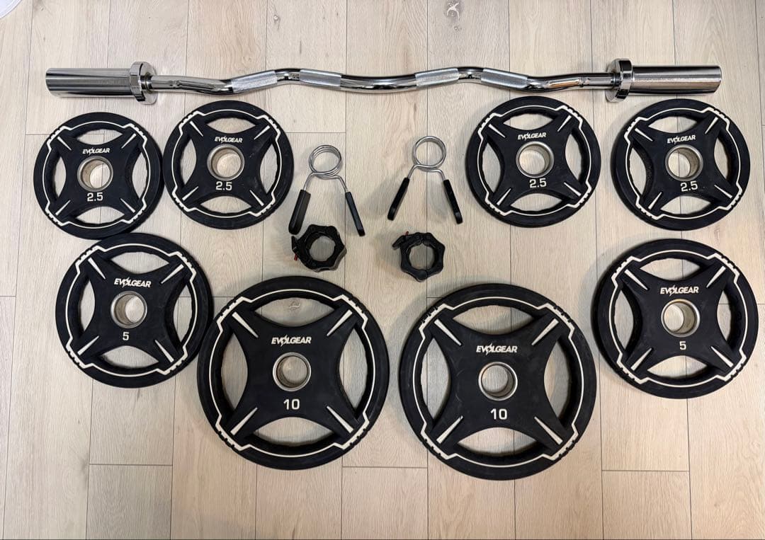 業務用エボルギアEZバーと40kgプレートセット　カラー付き（引き渡し応相談）