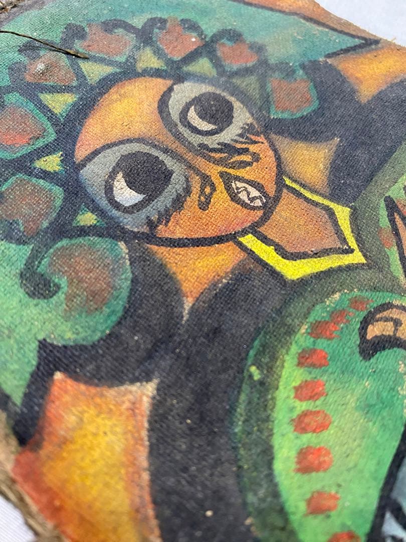 エチオピア製　正教画　手描き　皮製　巻物　アート　骨董品　掛け軸