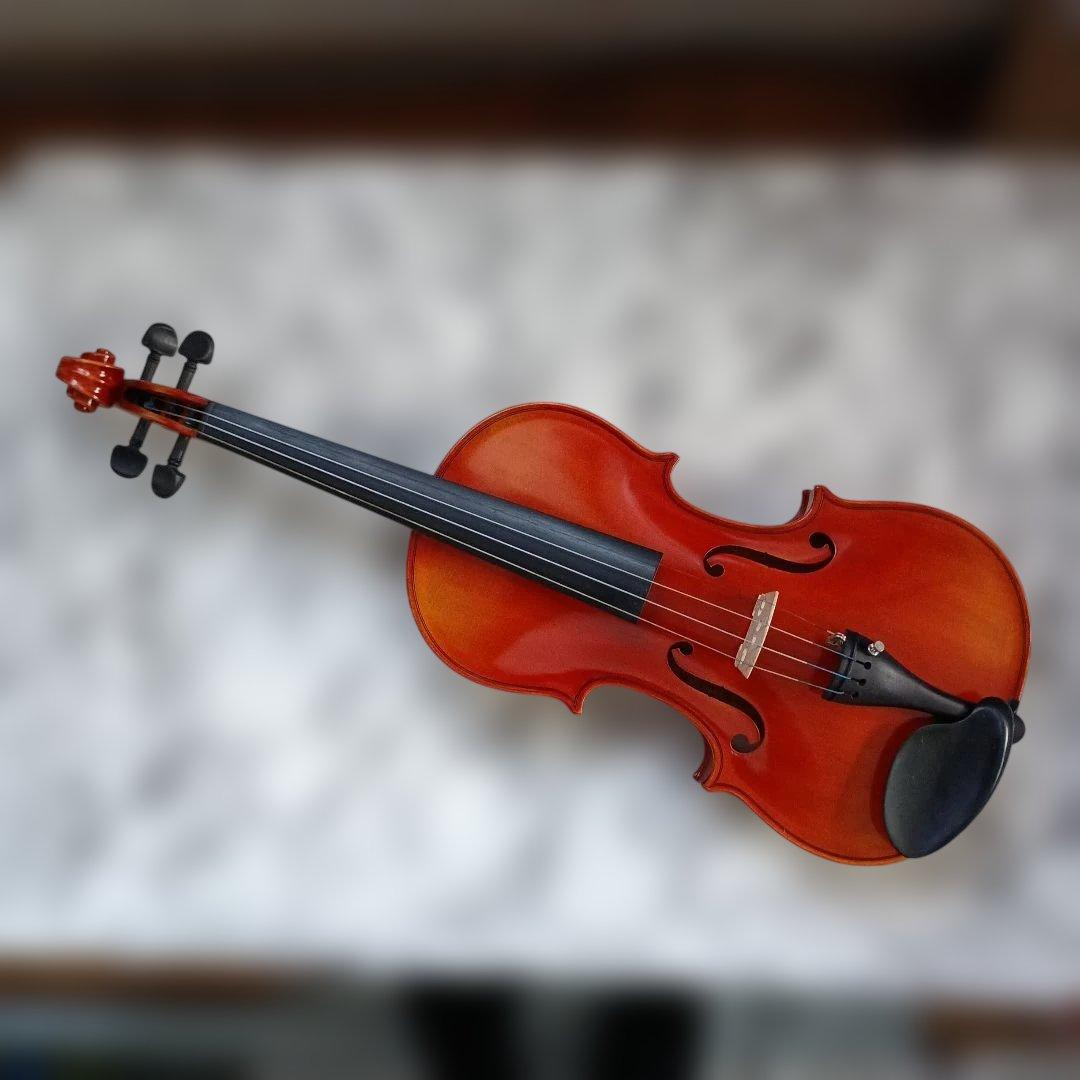 (未使用)オレンジ色の木製バイオリン(SUZUKI製)