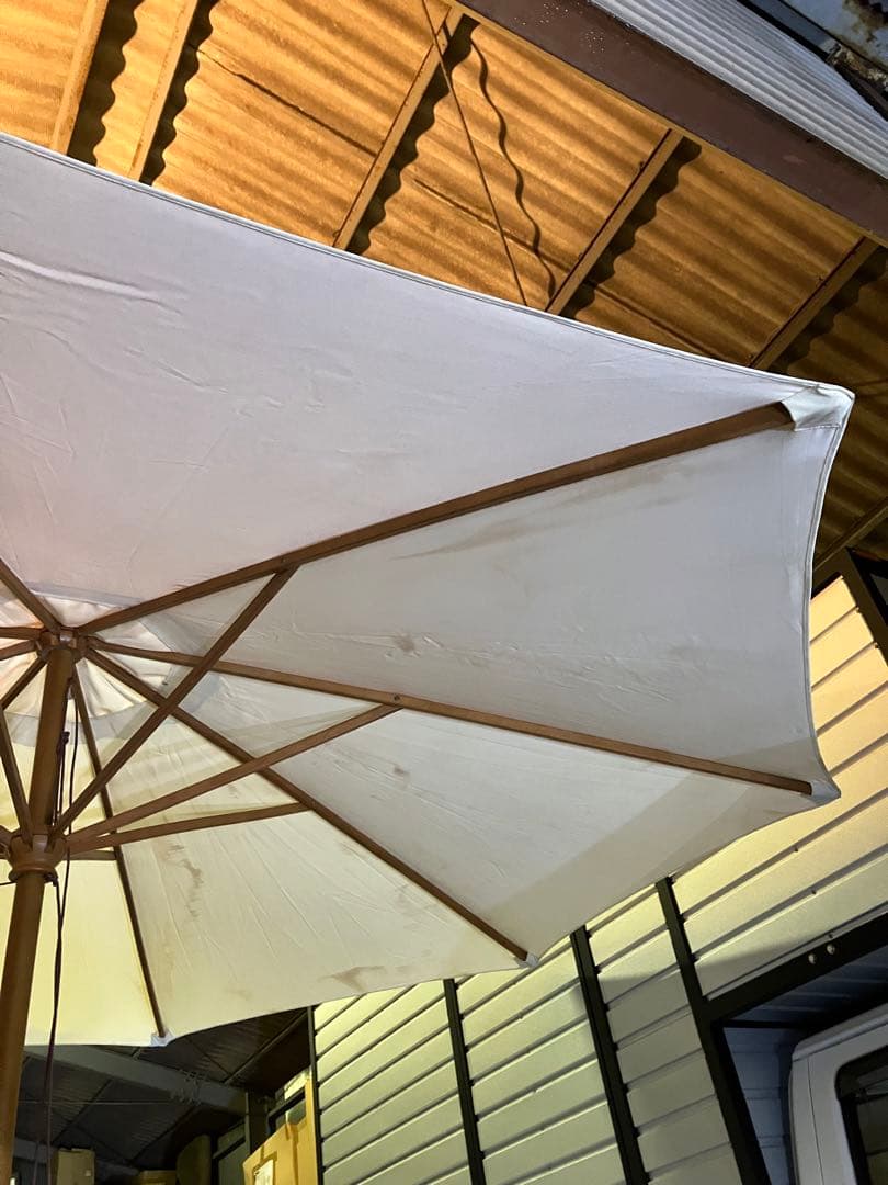 ①木製パラソル　ホワイト280cm 中古品