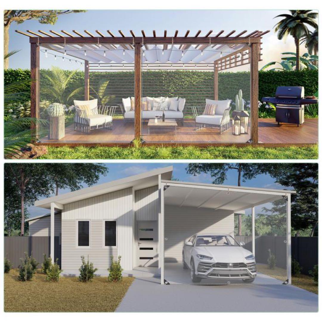 クリアタープ 金属製グロメット 結束ロープ付 防水 防塵 温室 庭 パティオ