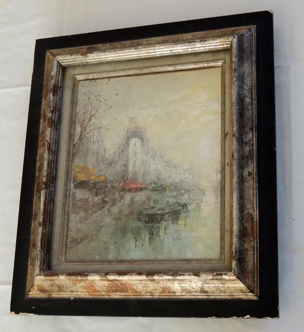 ▼ 田巻洋一 ▼ 1988年制作 肉筆油絵 風景画　F3　額装品