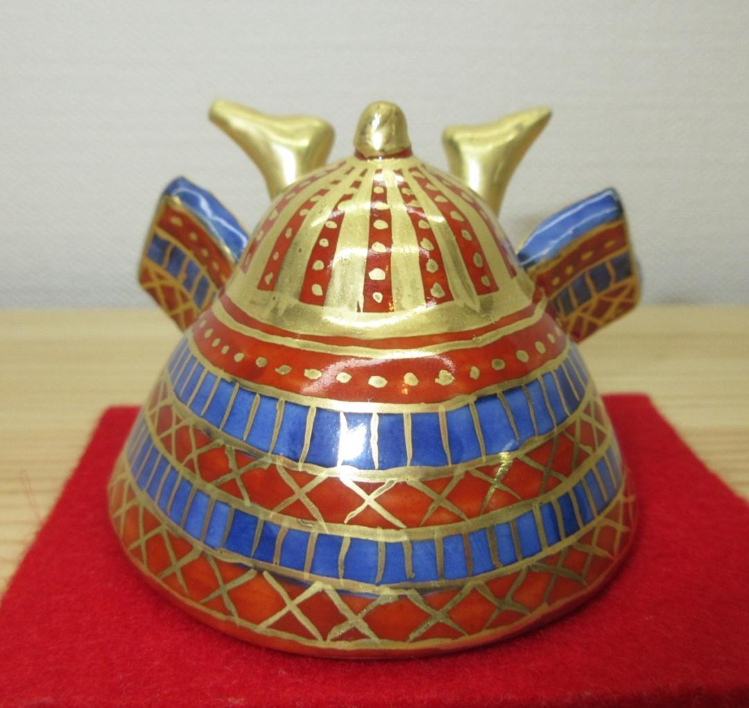 送料込【逢絢亭・新品】茶道具 蓋置 京焼 金襴手 兜の形 平安昭阿弥 共箱入り