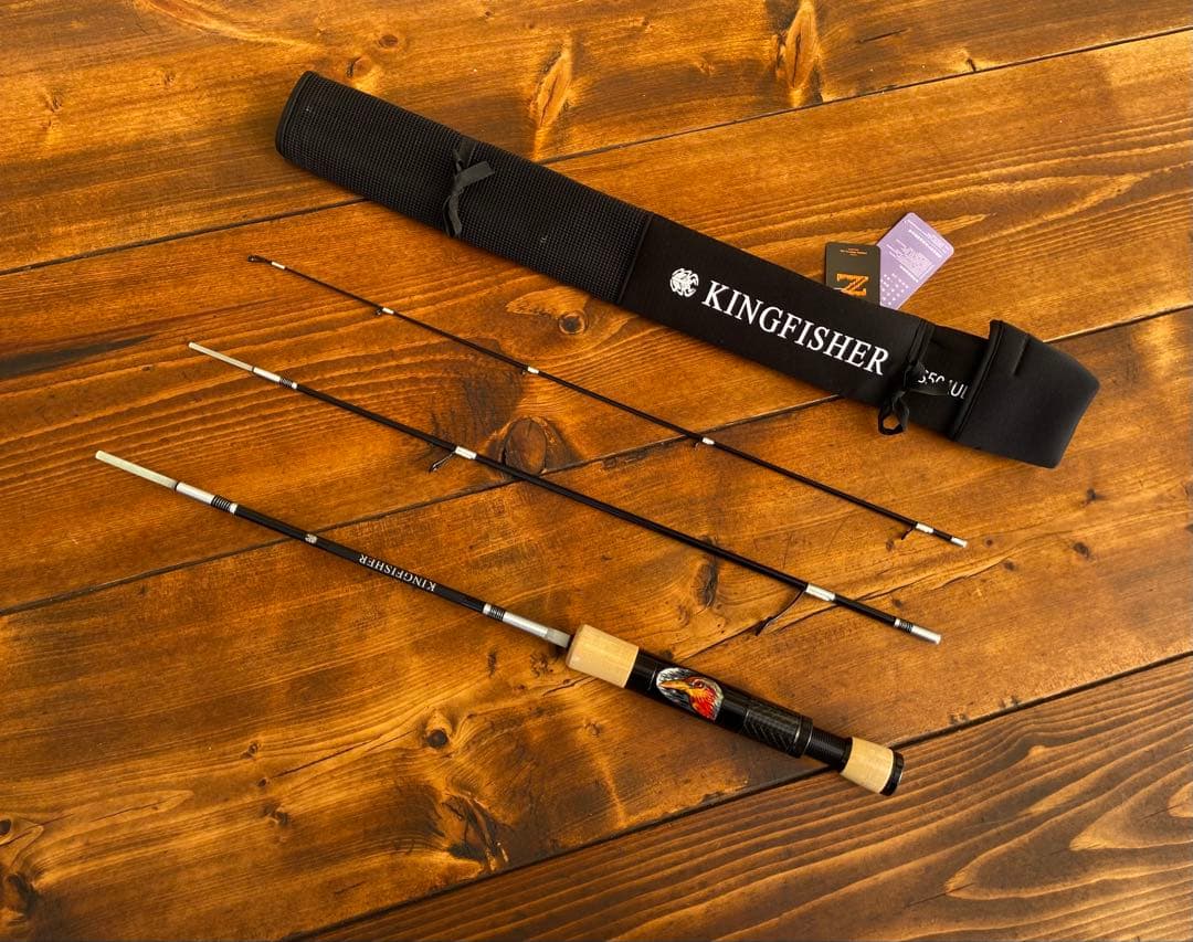 トラウトロッド　パックロッド　スピニングロッド　渓流釣り　グラス　カワセミ模様