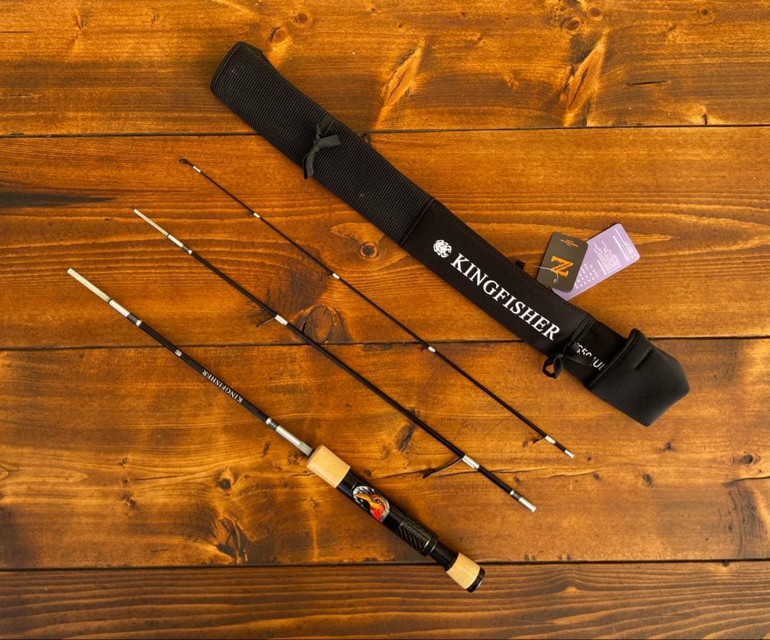 トラウトロッド　パックロッド　スピニングロッド　渓流釣り　グラス　カワセミ模様