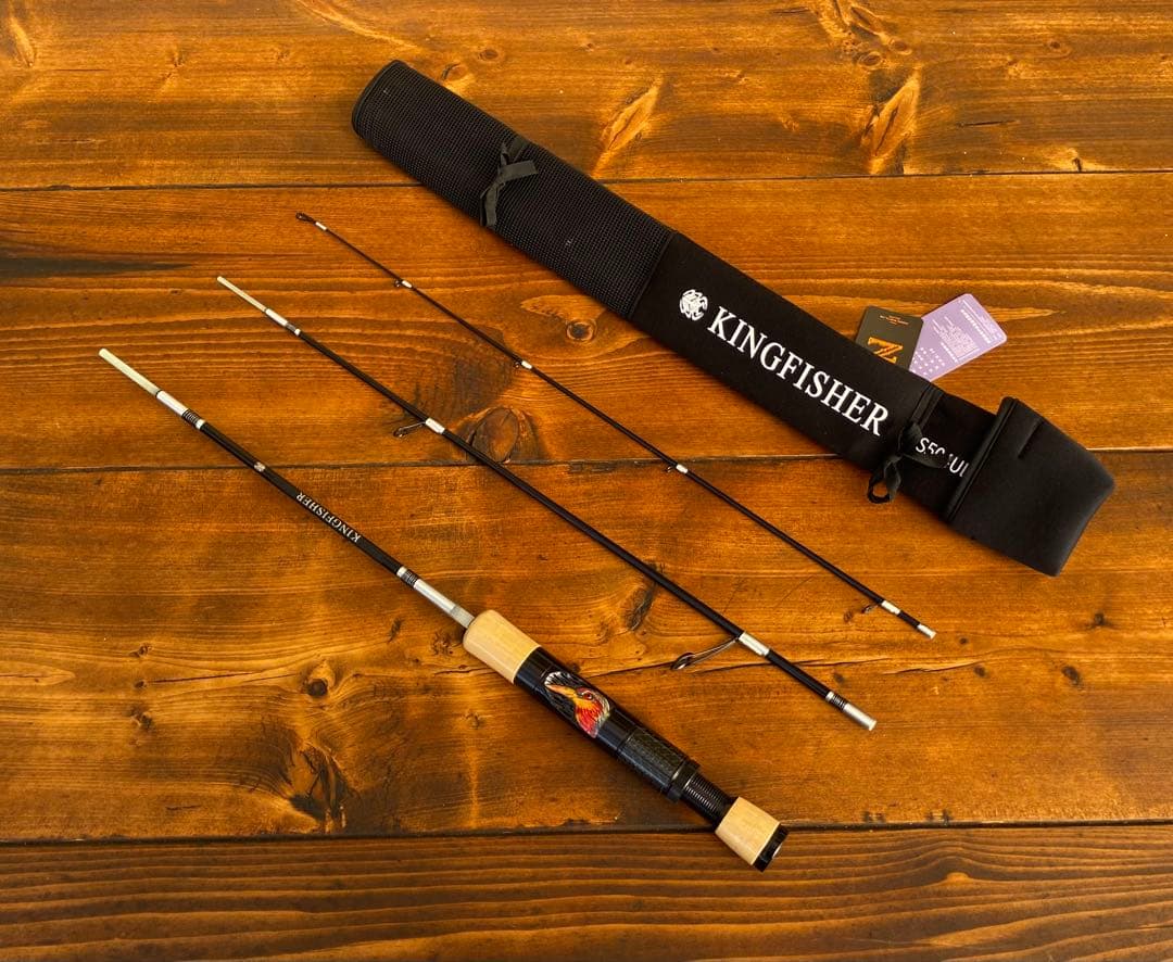 トラウトロッド　パックロッド　スピニングロッド　渓流釣り　グラス　カワセミ模様
