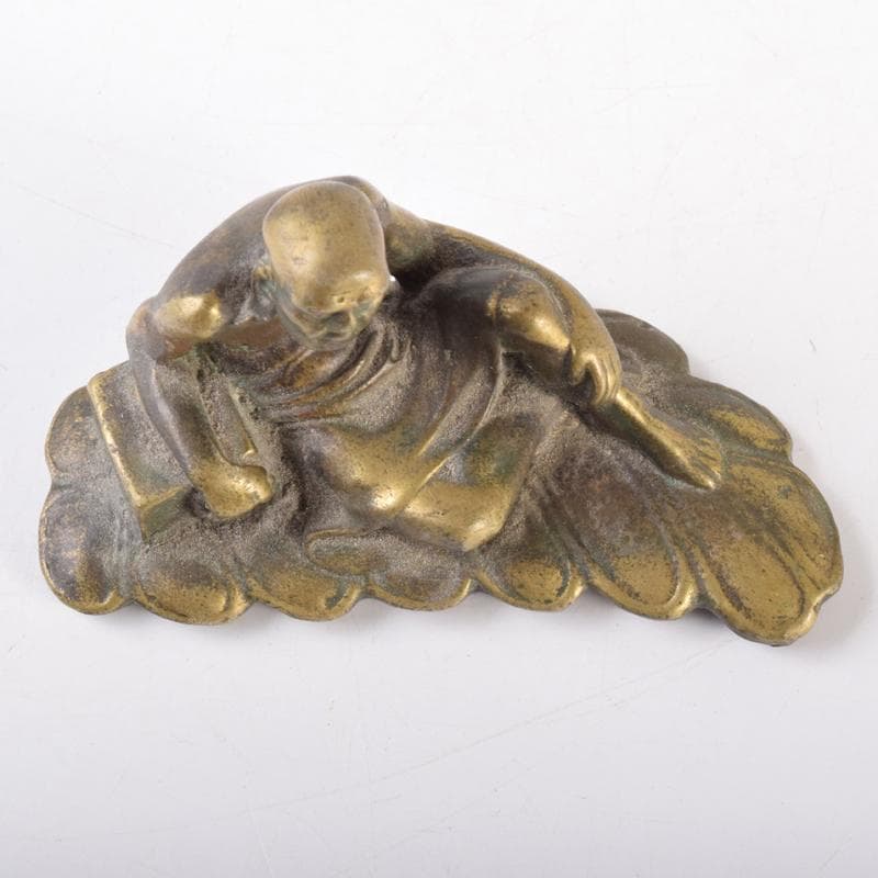 中国　古銅鍍金　達磨像　仏像　紙鎮　置物　C　7034