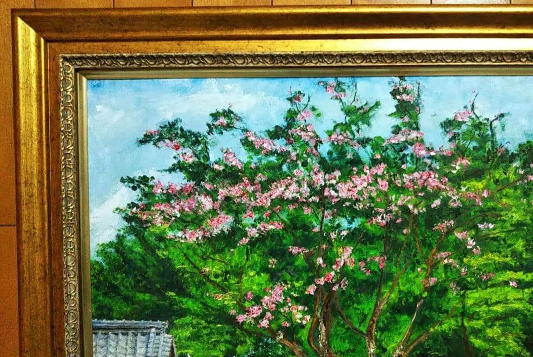 油絵 風景画 西琳寺のサルスベリ【8月】