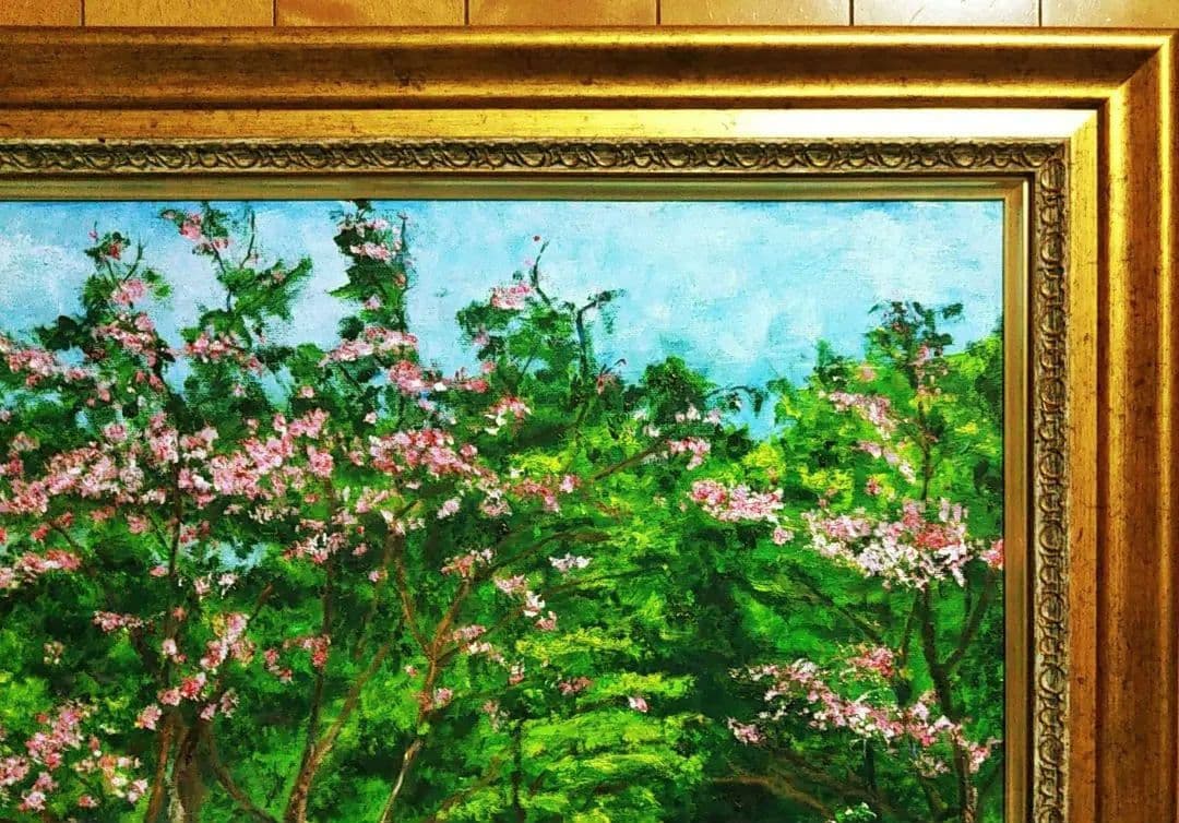 油絵 風景画 西琳寺のサルスベリ【8月】