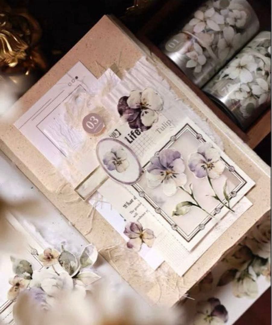 雾面 PET 6cm×6m 风语花眠 海外マスキングテープ　海外マステ　花