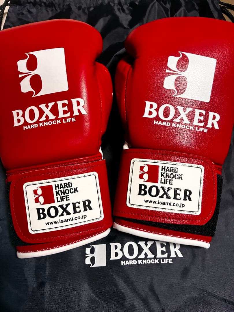 【定価2.8万】ISAMI BOXER 本革グローブ 8oz 赤×白