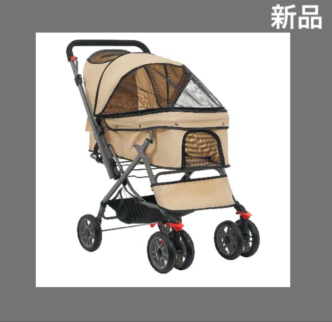 ペットカート　ドッグカート　ペット用品　犬用品　4輪　多機能　カーキ