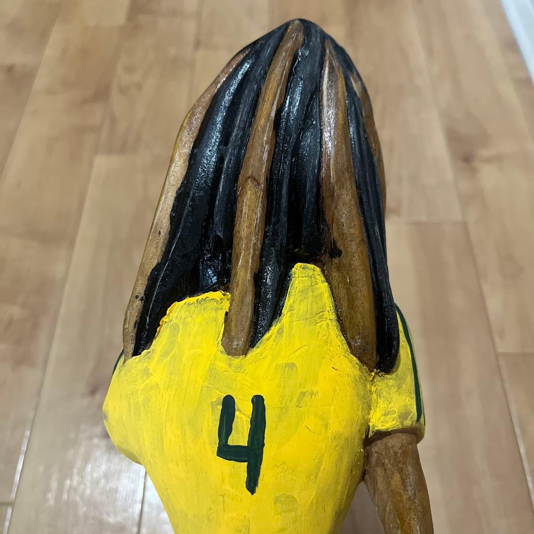 ジャマイカ　レゲエ　サッカー 木彫り　ボブマーリー ラスタ　90s