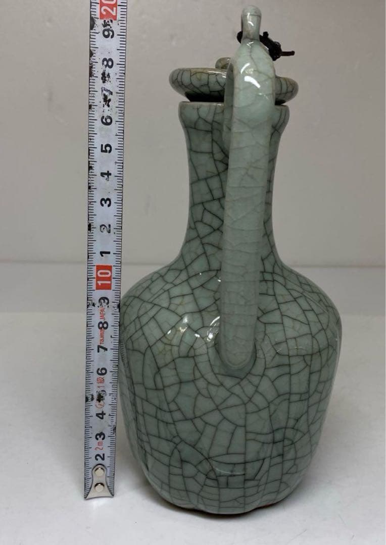 中国古窯　哥窯青磁　ヒビ焼　水注