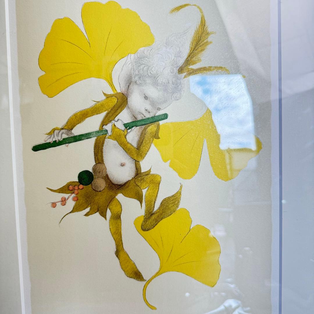 DA404 与勇輝　yuki ATAE絵画　絵　天使　キューピット　銀杏