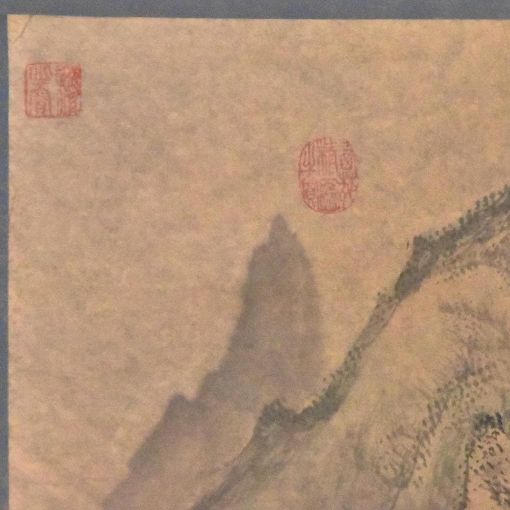 中国美術 伯石画 渓山清夏 壬戌年仲 夏月 山水墨画 1982年 古玩 書道